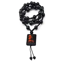 Sullery Religious Jewelry Jai Shree Ram Hanuman Locket with Chain Black Crystal, Cotton Dori Necklace Pendant for Men and Boys-thumb1
