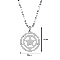 Sullery My Shape Supernatural Pentacle Pentagram Protection Star Amulet Locket Silver Stainless Steel Fashion Man Biker Jewelry Pendant Necklace Chain for Men and Women-thumb1