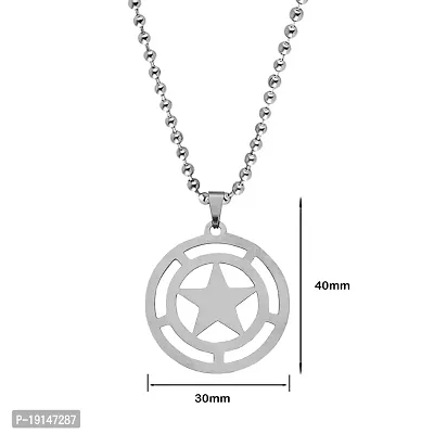 Sullery My Shape Supernatural Pentacle Pentagram Protection Star Amulet Locket Silver Stainless Steel Fashion Man Biker Jewelry Pendant Necklace Chain for Men and Women-thumb2