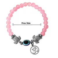 M Men Style 6mm Beads Pink Yoga Meditation OM Turtle Evil Eye Elastic Strachable Charm Crystal Bracelet For Men And Women LCBR6A501-thumb1