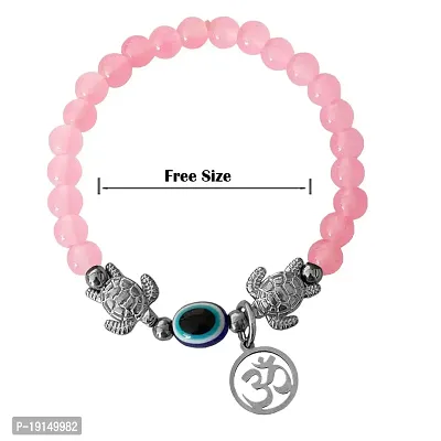 M Men Style 6mm Beads Pink Yoga Meditation OM Turtle Evil Eye Elastic Strachable Charm Crystal Bracelet For Men And Women LCBR6A501-thumb2