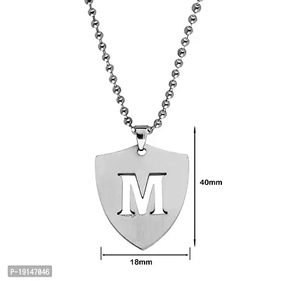 M Men Style English Alphabet Initial Charms Letter Initial M Alphabet Letters Script Name Silver Stainless Steel Pendant Necklace Chain For Men And Women-thumb2