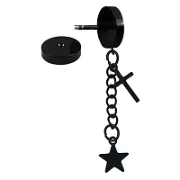 Sullery Punk Fashion Jesus Cross And Star Charm Drop Huggie Earring 01 Stainless Steel Stud Earring For Men And Women-thumb1
