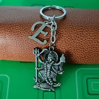 M Men Style Hindu Deity Powerful Mata Goddess Maha Kali Kalika Devi Initial Letter Alphabet - E Grey Zinc And Metal Keychain For Men And Women SKey2022449-thumb3