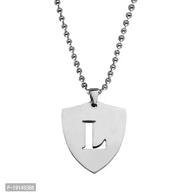 M Men Style English Alphabet Initial Charms Letter Initial L Alphabet Letters Script Name Silver Stainless Steel Pendant Necklace Chain For Men And Women