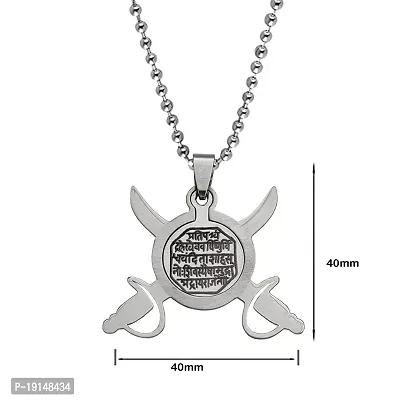 Sullery Chhatrapati Shivaji Maharaj Rajmudra Locket with Chain Silver Stainless Steel Religious Spiritual Jewellery Pendant Necklace Chain for Men and Boys-thumb2