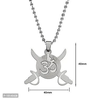 Sullery Religious Ohm Om Aum Sanskrit Symbol Yoga Jewelry Silver Stainless Steel Pendant Necklace Chain for Men and Boys-thumb2