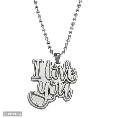 M Men StyleI Love You Alphabet Letter Lockcet With Chain Silver Zinc Metal Pendant Necklace Chain For Men And Women