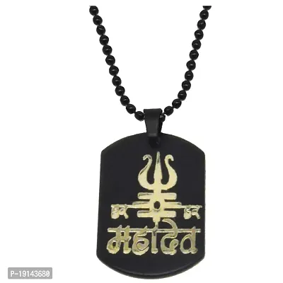 Sullery Shiva Trishul Locket Black Gold Stainless Steel Necklace Pendant