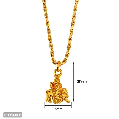 M Men Style Krishna with Kamdhenu Cow Hindu God Religious Spiritual Chain LocketTemple Jewellery Pendant for Unisex-thumb2