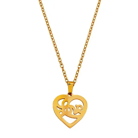M Men Style Heart Shape Love Letter Alphabet Gold Stainless steel Pendant Neckace Chain For Women And Girls