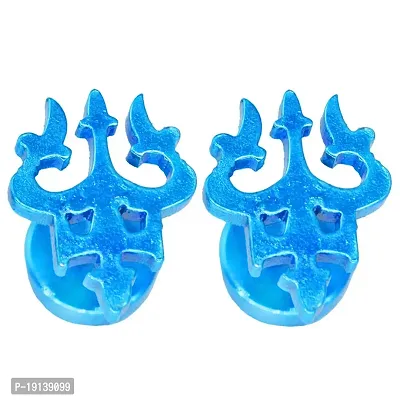 Sullery Religious Jewelry Trishul?Piercing Jewelry Stainless Steel Blue Stud Earring