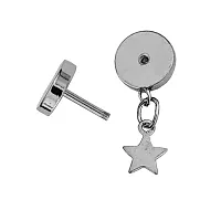 Sullery Star Charm Silver Stainless Steel 1pc Stud Earring For Men And Women-thumb1