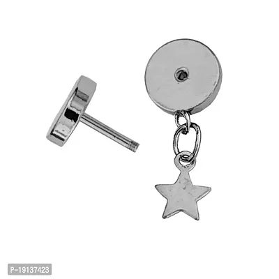 Sullery Star Charm Silver Stainless Steel 1pc Stud Earring For Men And Women-thumb2