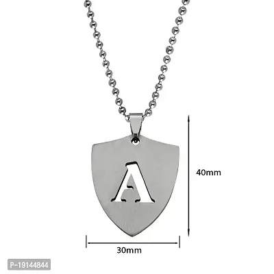 M Men Style English Alphabet Initial Charms Letter Initial A Alphabet Silver Stainless Steel Letters Script Name Pendant Chain Necklace from A-Z for For Men And Women-thumb2