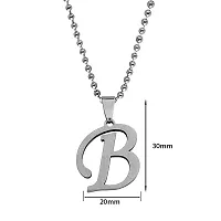 M Men Style English Alphabet Initial Charms Letter Initial B Alphabet Silver Stainless Steel Letters Script Name Pendant Chain Necklace from A-Z for For Men And Women-thumb1