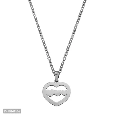 M Men Style Three Heart In Heart Silver Stainless steel Pendant Neckace Chain For Women And Girls
