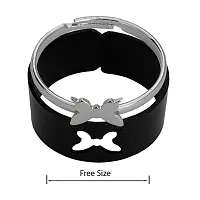 M Men Style Valentine Day Gift Adjustable Butterfly Shape Openable Proposal Wedding Jewellery Couple Ring Black And Silver Stainless steel 00 Ring For Women And Girls-thumb1