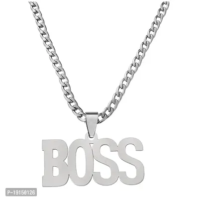 M Men Style Personalised Boss Locket Bikers Jewelry Link Chain Silver Stainless Steel Pendant Necklace For Men And Women LC301