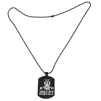 Sullery Lord Har Har Mahadev Shiva Trishul Locket Black Silver Stainless Steel Necklace Pendant-thumb1