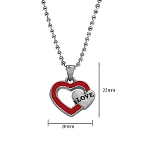 M Men Style Alphabet Love Double Heart Charms Love Letter Locket With Chain Red And Silver Zinc And Metal Alphabet Pendant Necklace Chain For Men And Women-thumb1
