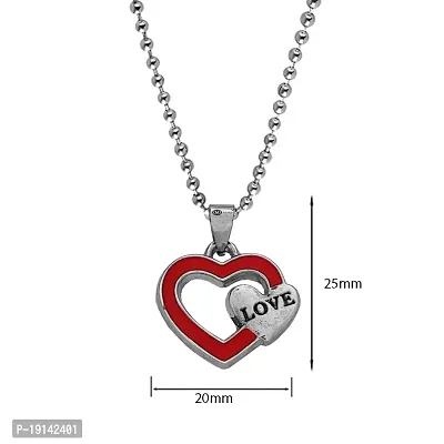 M Men Style Alphabet Love Double Heart Charms Love Letter Locket With Chain Red And Silver Zinc And Metal Alphabet Pendant Necklace Chain For Men And Women-thumb2