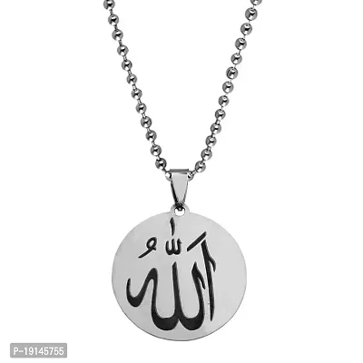 M Men Style Religious Islamic Allah Prayer Muslim Islamic Jewelry Pendant Necklace For Unisex Black And Silver Stainless Steel Pendant Necklace Chain