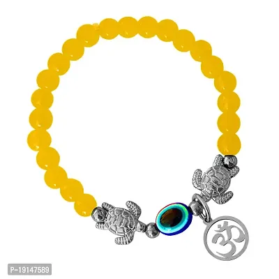 M Men Style 6mm Beads Yellow Yoga Meditation OM Turtle Evil Eye Elastic Strachable Charm Crystal Bracelet For Men And Women LCBR4A501
