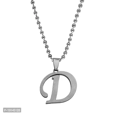 M Men Style English Alphabet Initial Charms Letter Initial D Alphabet Silver Stainless Steel Letters Script Name Pendant Chain Necklace from A-Z for For Men And Women