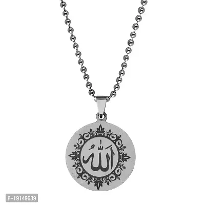 M Men Style Religious Muslim Allah Prayer Islamic Jewelry Black And Silver Stainless Steel Pendant Necklace Chain For Men And Women LSPn22016