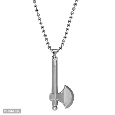 M Men Style Valentine Gift Stylish Desinger Fancy Axe Silver Stainless Steel Pendant Necklace Chain