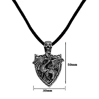 M Men Style Rock Biker Jewellery Viking Skull Head With Dragon Black And Silver Zinc Metal And Cotton Dori Pendant Chain For Men And Women SPn2022874-thumb1