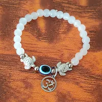 M Men Style 6mm Beads White Yoga Meditation OM Turtle Evil Eye Elastic Strachable Charm Crystal Bracelet For Men And Women LCBR10A501-thumb3