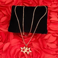 M Men Style Double Star Gold Stainless steel Pendant Neckace Chain For Women And Girls-thumb3