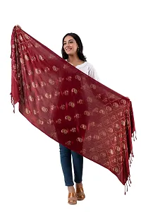 CLOTH KING Womens Viscose Stole Paisley Print Stole Lightweight Stole Fancy Stole Floral Print Stole(Pack Of 1). (Free Size, Maroon)-thumb4