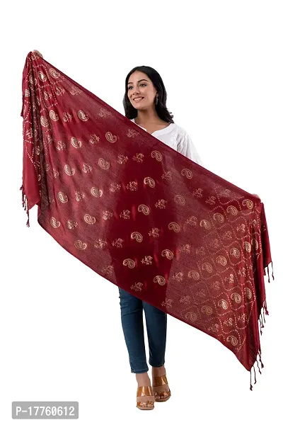 CLOTH KING Womens Viscose Stole Paisley Print Stole Lightweight Stole Fancy Stole Floral Print Stole(Pack Of 1). (Free Size, Maroon)-thumb5