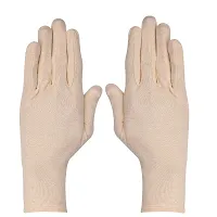 CLOTH KING Presents Mens and Womens Cotton Hand Protection Short Gloves Summer Gloves Reusable Cotton Full Finger Gloves Activa Riding Gloves for Driving Or Sports (Pack of 3). (Free-Size, Skin)-thumb1