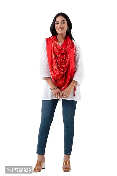 CLOTH KING Womens Viscose Stole Paisley Print Stole Lightweight Stole Fancy Stole Floral Print Stole(Pack Of 1). (Free Size, Red)-thumb2