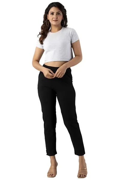 CLOTH KING Womens Lycra Pant Regular Fit Trouser Women Pant Regular Pant Bottomwear Trouser (Pack of 1). (3XL, Black)