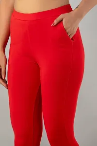 CLOTH KING Presents Womens Cotton Trousers Regular Fit Trousers Cotton Lycra Pant Girls Lycra Bottomwear Trousers Cigaratte Trousers(Pack of 1). (L, Red)-thumb4