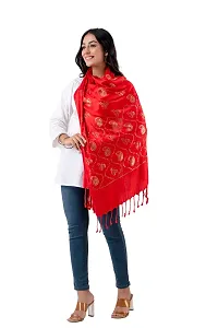 CLOTH KING Womens Viscose Stole Paisley Print Stole Lightweight Stole Fancy Stole Floral Print Stole(Pack Of 1). (Free Size, Red)-thumb2