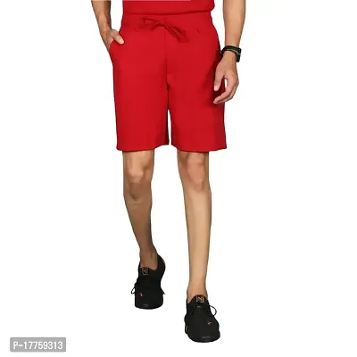 CLOTH KING Presents Mens Regular Shorts Sport Shorts Gym Shorts Outdoor Shorts Casual Shorts Bermunda Shorts with Elastic Waistband at Waist (L, Red)