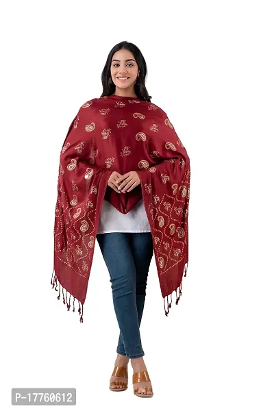 CLOTH KING Womens Viscose Stole Paisley Print Stole Lightweight Stole Fancy Stole Floral Print Stole(Pack Of 1). (Free Size, Maroon)-thumb4