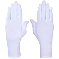 CLOTH KING Presents Mens and Womens Cotton Hand Protection Short Gloves Summer Gloves Reusable Cotton Full Finger Gloves Activa Riding Gloves for Driving Or Sports (Pack of 3). (Free-Size, White)-thumb1