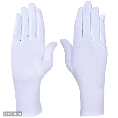 CLOTH KING Presents Mens and Womens Cotton Hand Protection Short Gloves Summer Gloves Reusable Cotton Full Finger Gloves Activa Riding Gloves for Driving Or Sports (Pack of 3). (Free-Size, White)-thumb2