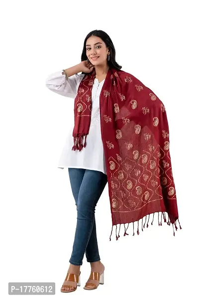 CLOTH KING Womens Viscose Stole Paisley Print Stole Lightweight Stole Fancy Stole Floral Print Stole(Pack Of 1). (Free Size, Maroon)-thumb2