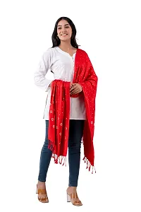 CLOTH KING Presents Girls Womens Viscose Stole Self Design Stole Fancy Stole Womens Shawl Lightweight Stoles For Any Season(Pack Of 1). (Free Size, Red)-thumb3