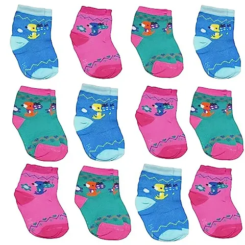 CLOTH KING Presents Baby Unisex Cotton Socks Kids Socks Baby Animal Print Socks Combo Kids Ankle Length Socks For Kids (Pack Of 12).