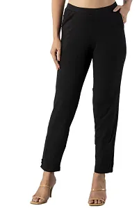 CLOTH KING Womens Cotton Lycra Pant Regular Fit Trouser Women Pant Regular Pant Bottomwear Trouser (Pack of 1). (3XL, Black)-thumb1