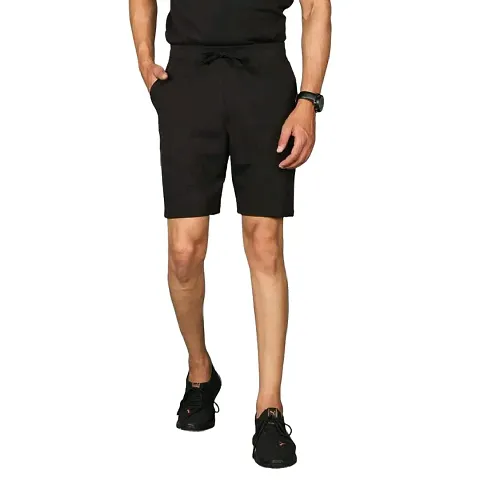 CLOTH KING Presents Mens Regular Shorts Sport Shorts Gym Shorts Outdoor Shorts Casual Shorts Bermunda Shorts with Elastic Waistband at Waist (L, Black)